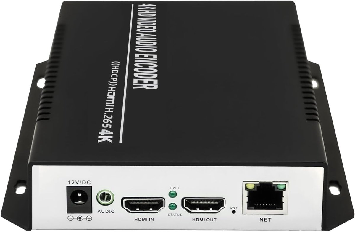 4K Video Encoder - Live Streaming Box - IPTV Uitzendingen - HDMI Loopout Ondersteuning - 1000M Netwerk - Zwart