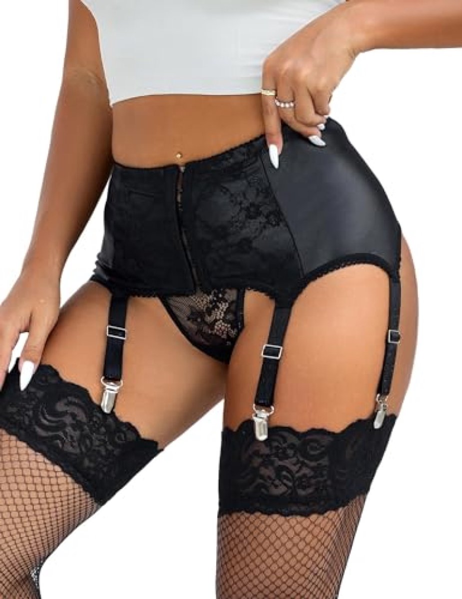Dames jarretelgordel set - Verstelbare tailleband met 6 metalen clips - Zwart lingerie accessoire