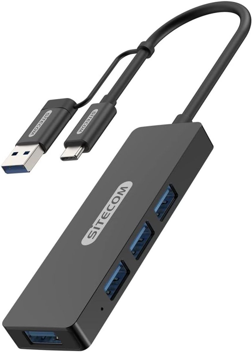 USB-hub - Poortenverdeler - Extra aansluitingen - 4 poorten - 90 gram - Zwart