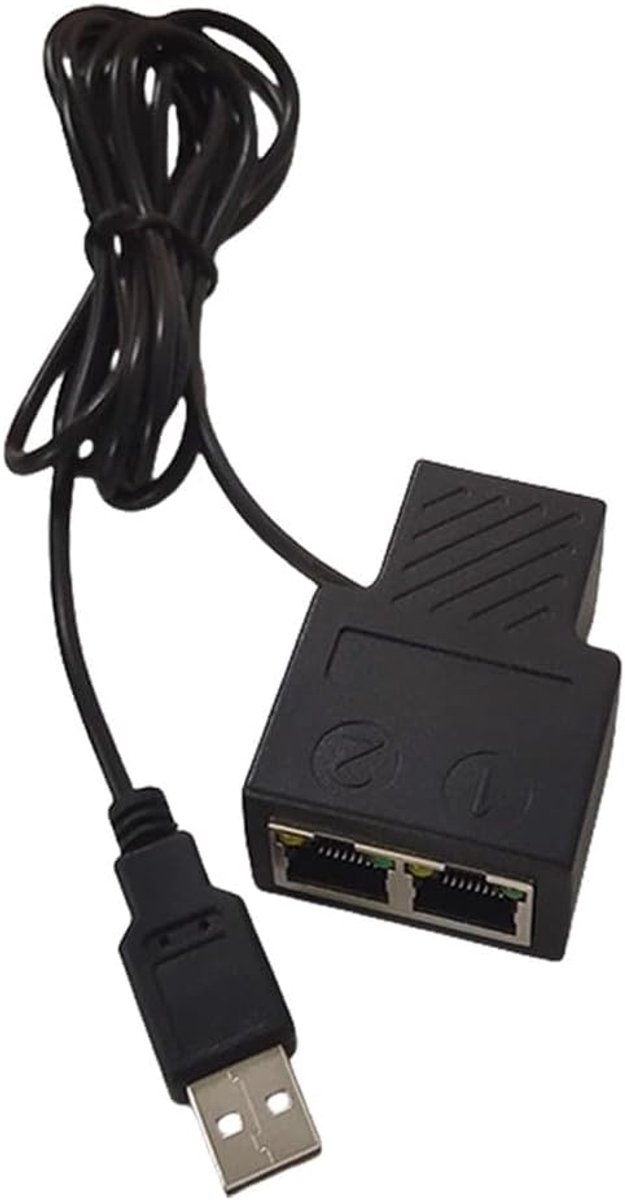 Netwerk Splitter - Ethernet Adapter - Twee Apparaten - Metaal Afscherming - 1 naar 2 Poorten - Zwart