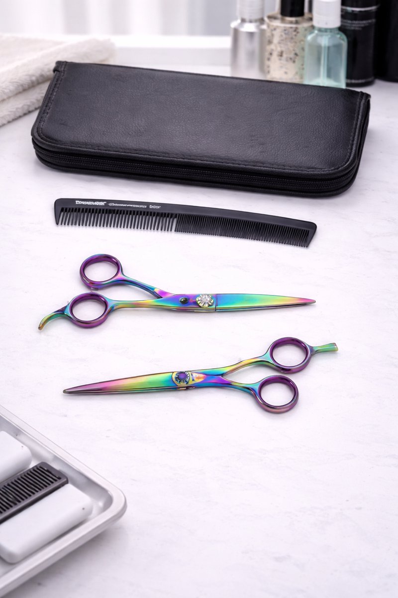 Belux Surgical Instruments – 4-delige Kappersset: 2 Kapperscharen + Haarkam + Gratis Etui – Professionele Haarschaar Set