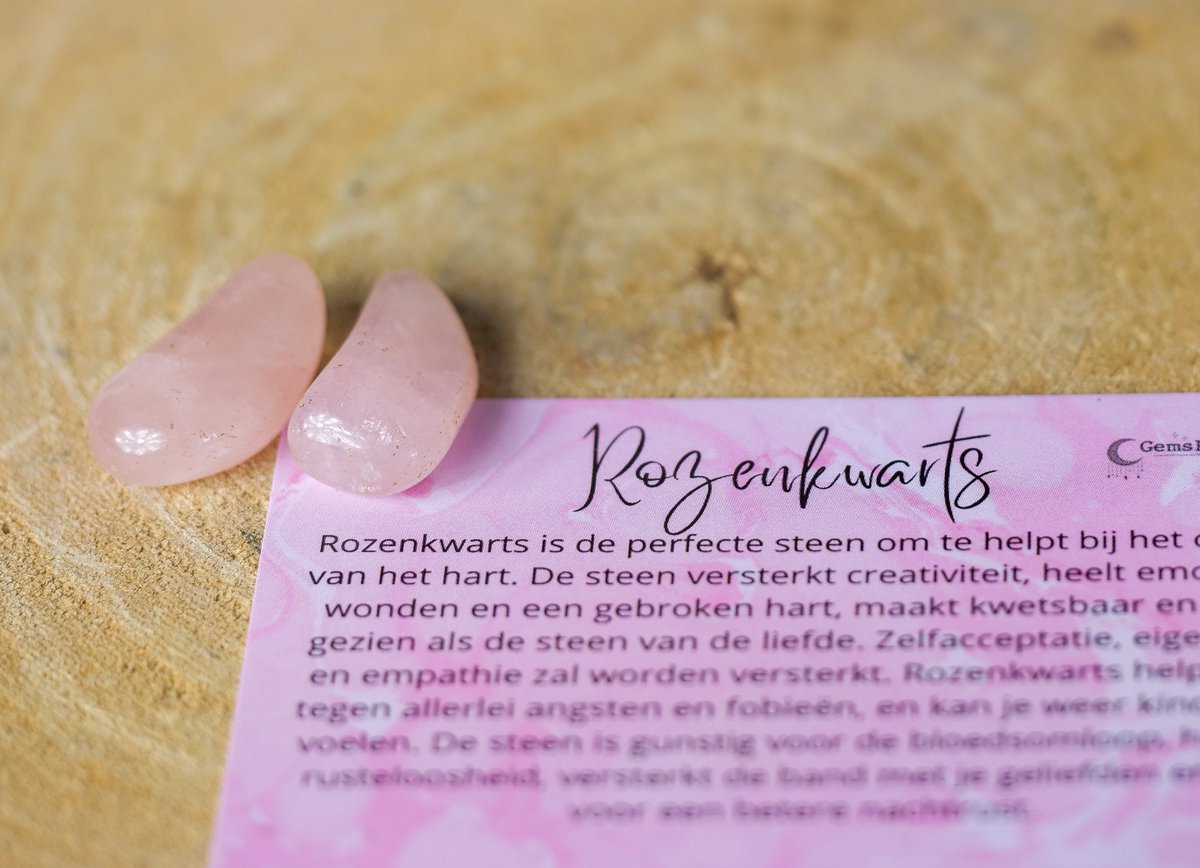 Rozenkwarts edelsteen - Twee Stuks - Connectie, Liefde, gebroken hart, empathie, verlies - Perfect cadeau voor vrouwen- Inclusief uitleg - Spiritueel - Rosequartz - 100% NATUURLIJK