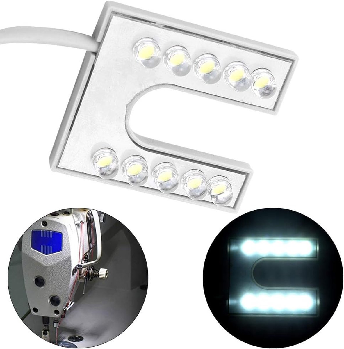 Naaimachine Verlichting - Werkplaatslamp Flexibel - Precisie Werk - Sterke Magneetvoet - 1.4 Meter Snoer - Wit