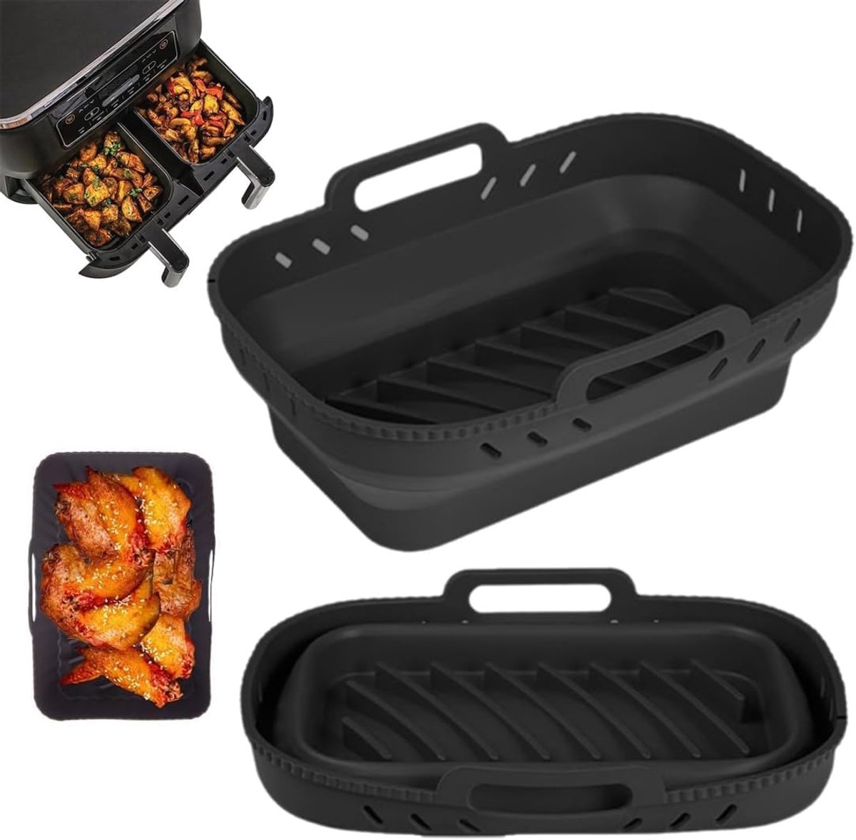 Siliconen Luchtfriteuse - Airfryer Bakvorm - Gezond Koken - Opvouwbaar Design - 20cm Vierkant