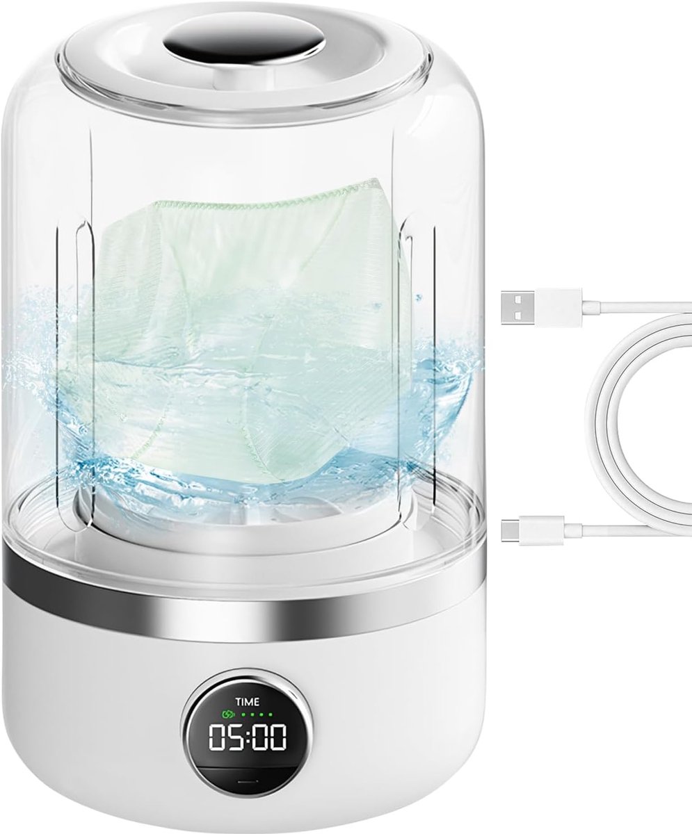 Compacte wasmachine Draagbare wasmachine Kleine wasjes Dubbele reinigingsmodi 13x13x13 cm Wit