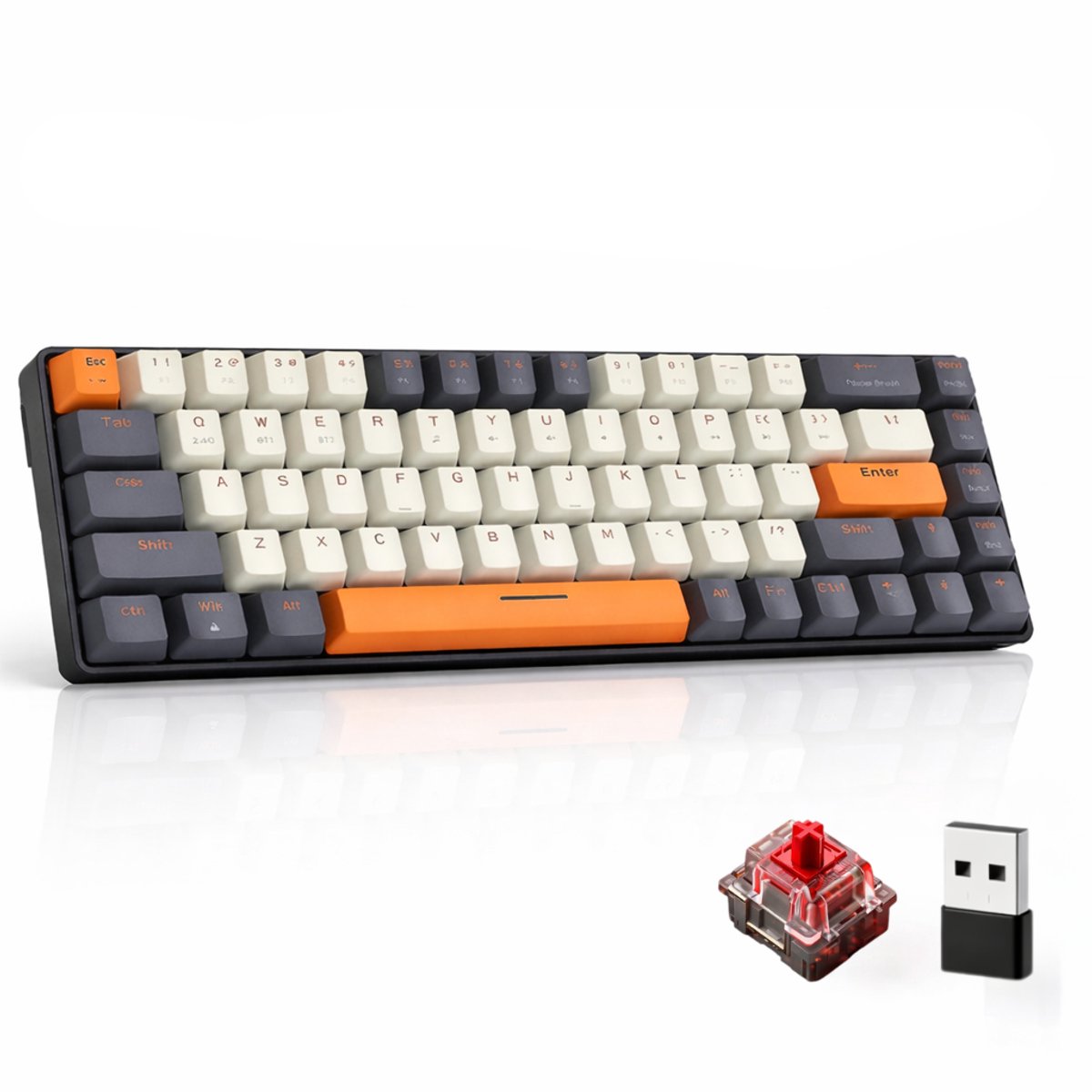 Velours Max® - Mechanisch Gaming Toetsenbord Draadloos - Red Switches - 60% Keyboard - Bluetooth - USB - Draadloos Toetsenbord - Gaming Toetsenbord - Toetsenbord Gaming - Mechanisch Toetsenbord - Keyboard - Keyboard Gaming - Keyboard PC