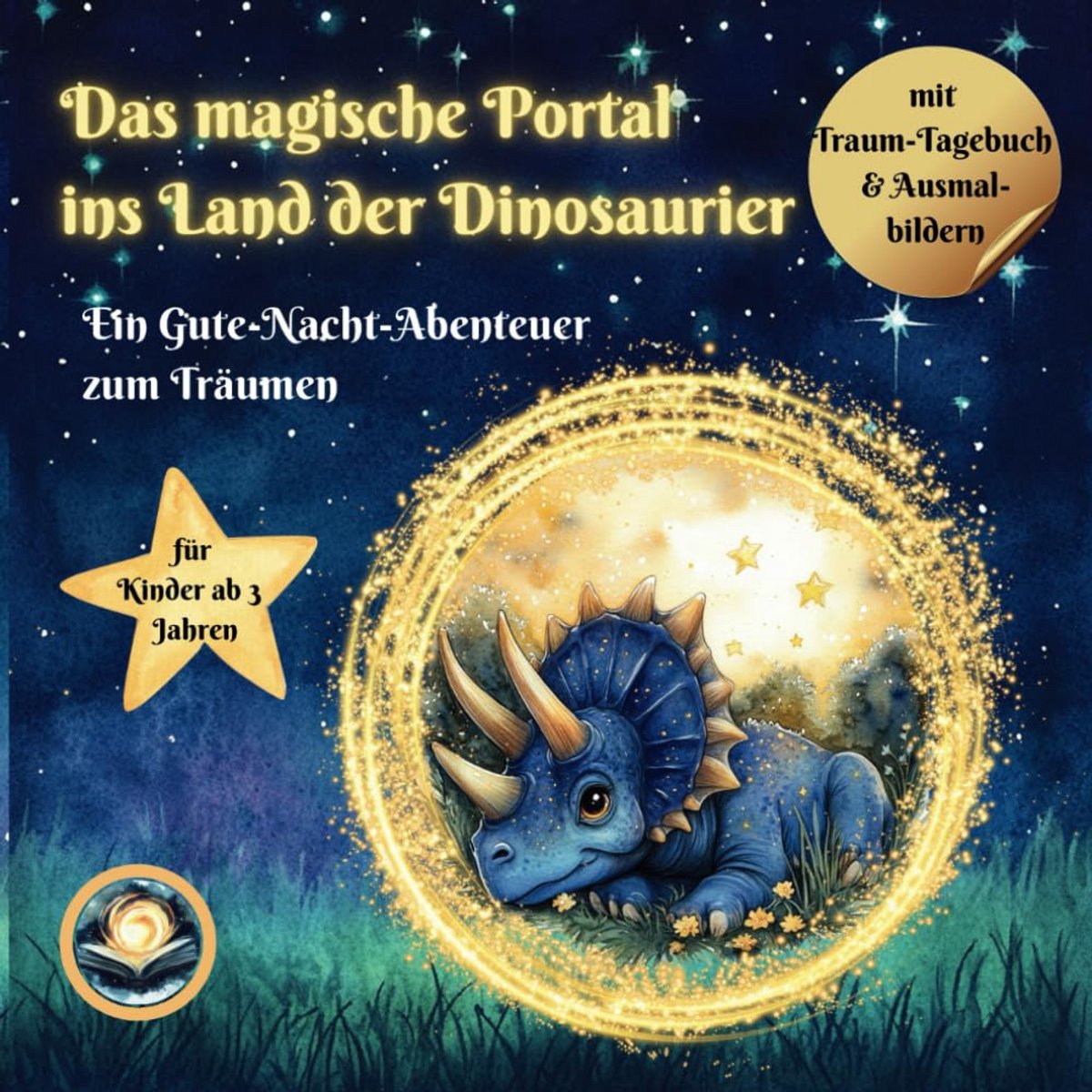 Dinosaurier Kinderboek - Voorleesboek Sprookjes - Rustig Inslape - Interactief Traumdagboek - 21.59 x 21.59 cm