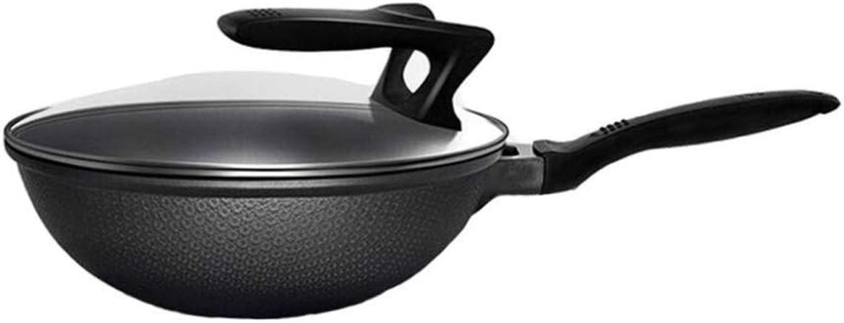 RVS Wokpan - Koekenpan Deksel - Allround Koken - Geen Antiaanbaklaag - 30 32 cm