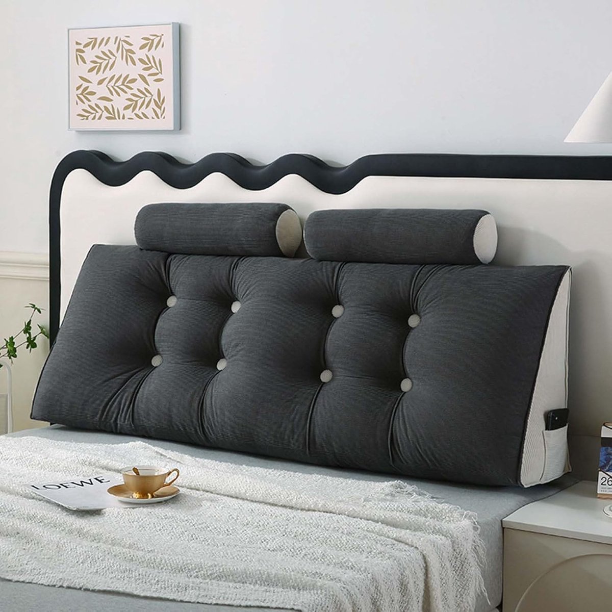 Leeskussen - Rugsteun Kussen - Ontspannen Zitten - Afneembare Hoofdsteun - 150 x 50 cm - Grijs