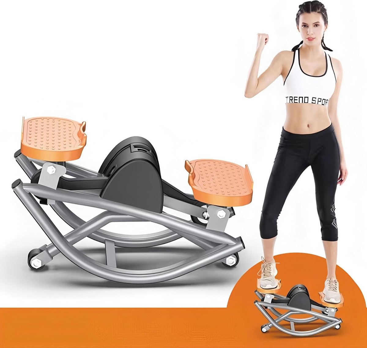 Stepper Machine - Thuis Fitness - Taille Versterken - Zijwaarts Ontwerp - 50 x 25 cm - Oranje
