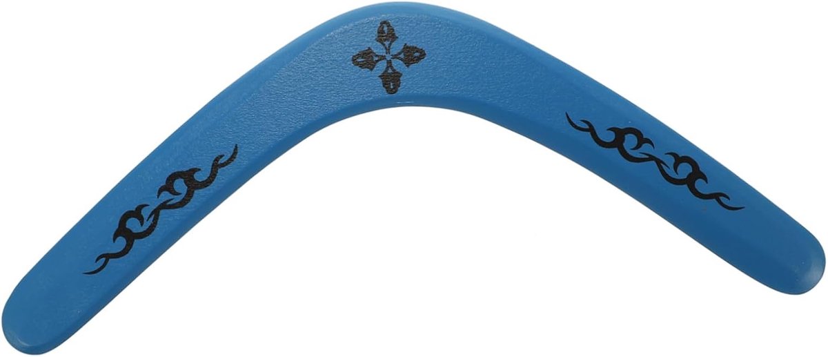 Houten Boemerang Speelgoed - Vliegend Speelgoed - Buiten Spelen - Milieuvriendelijk Materiaal - 36x14cm - Blauw