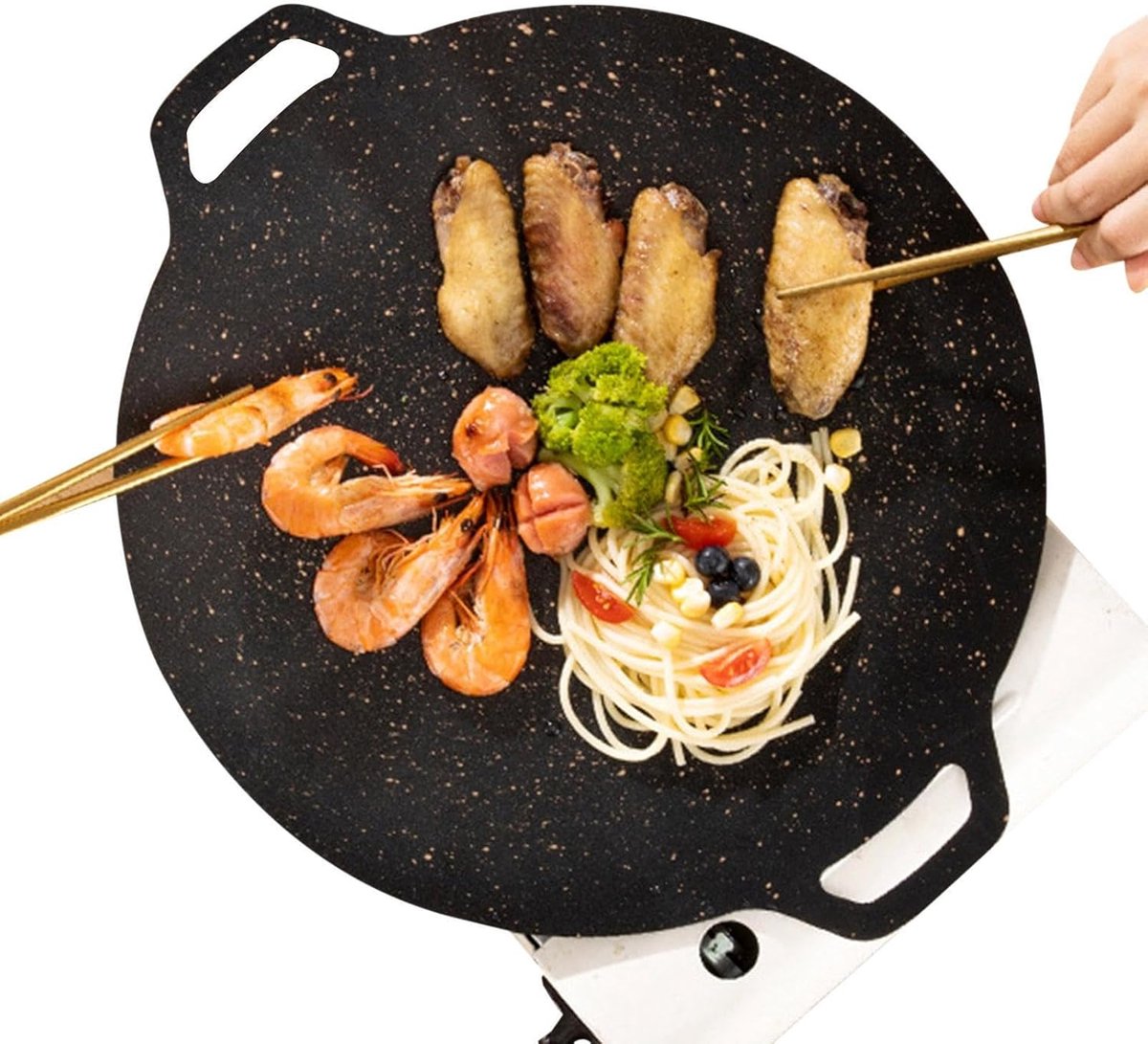 Koreaanse Grillpan - Platte Bakplaat - Buiten Koken - Gelijkmatige Warmte - 28 cm Diameter