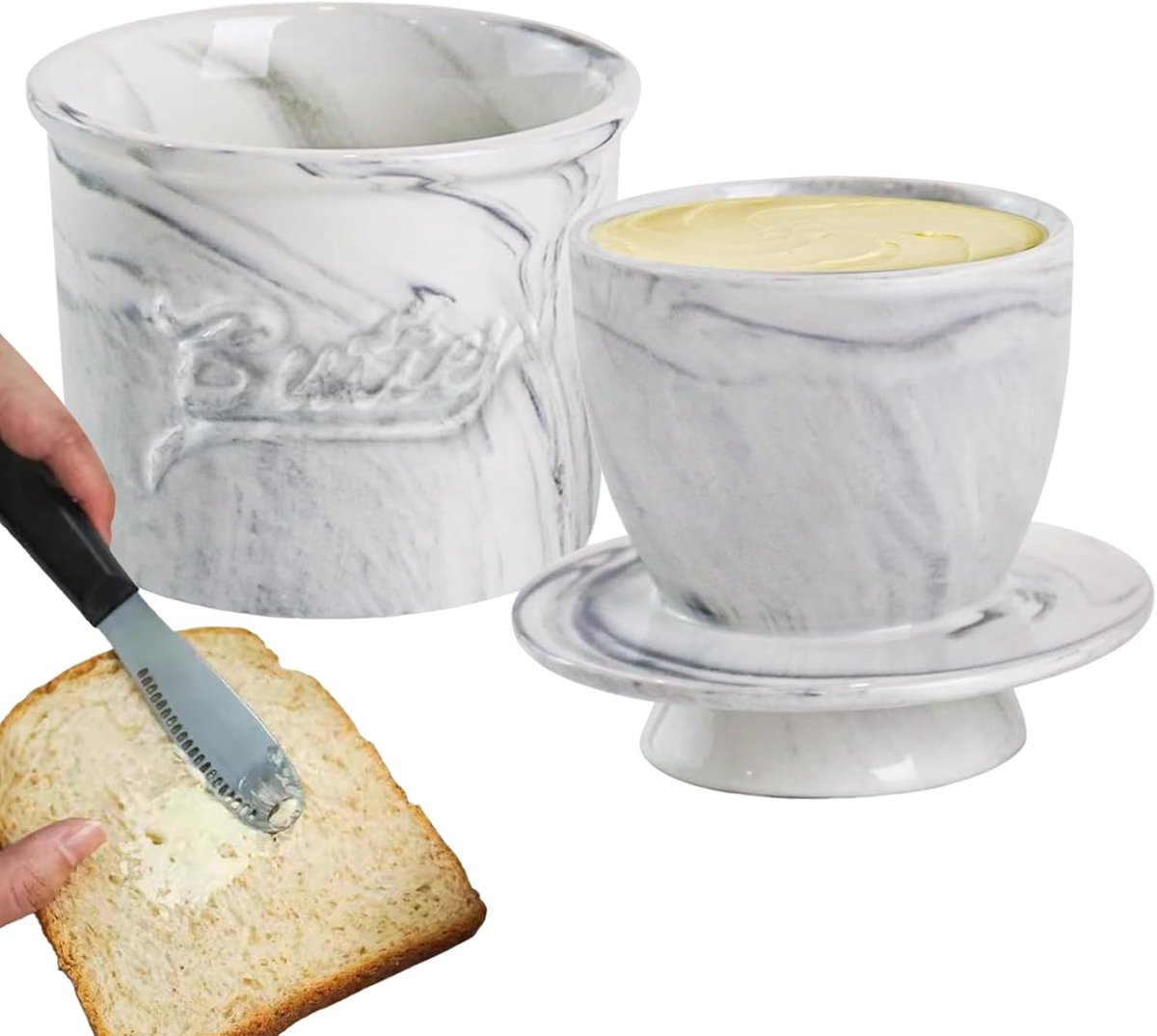 Franse botervloot - Keramiek boterdoos - Keuken en tafel - Met deksel - 10 x 10 cm - Meerkleurig