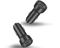 DrPhone QC15 Autolader 65W – Dual USB-C PD Snellader – Voor Smartphone, Tablet en Laptop – 12V/24V – Aluminium – Zwart