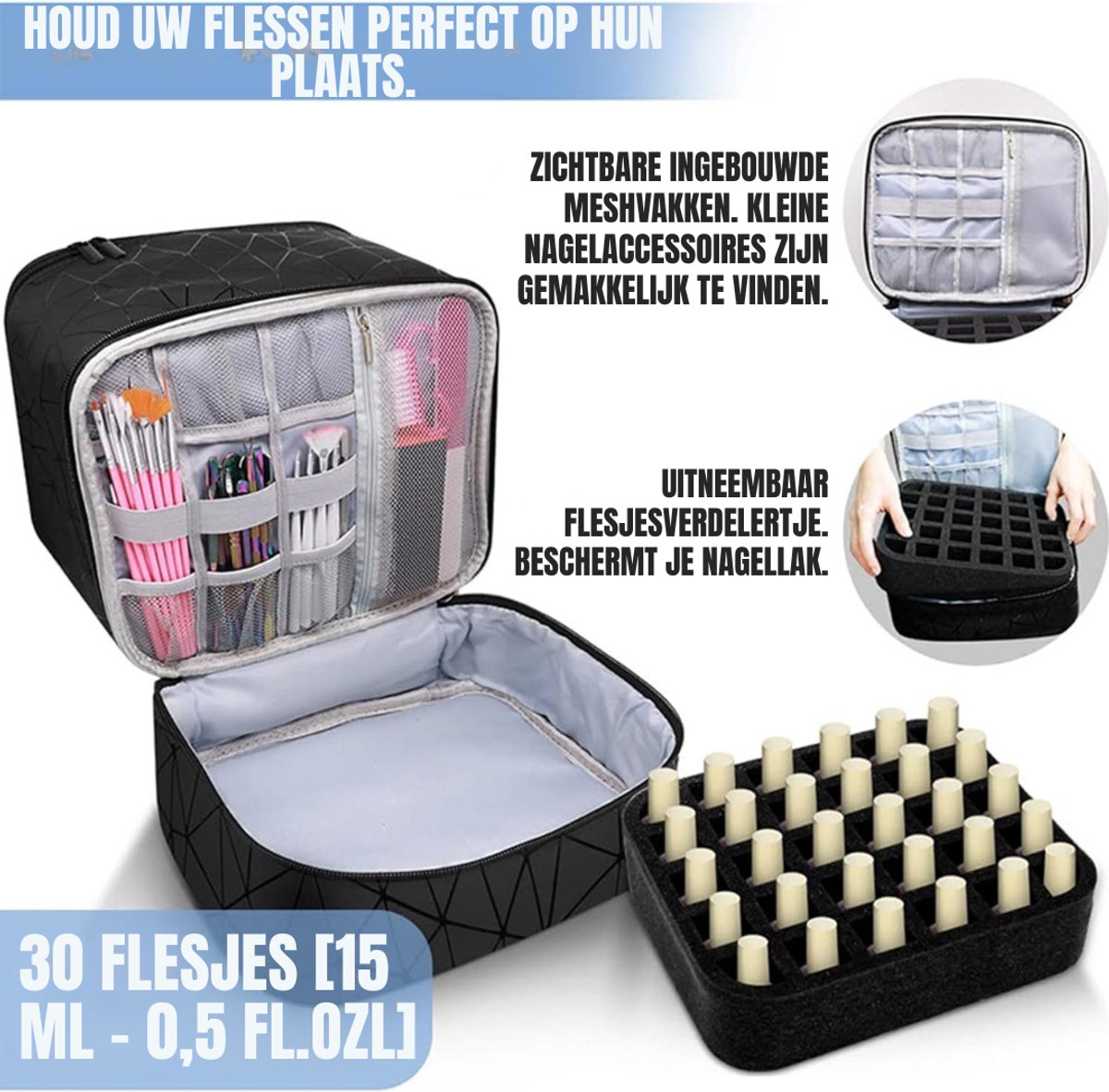 SVN® Nagellak Koffer - Nagellak - Zwart - 25cm x 20cm x 24cm