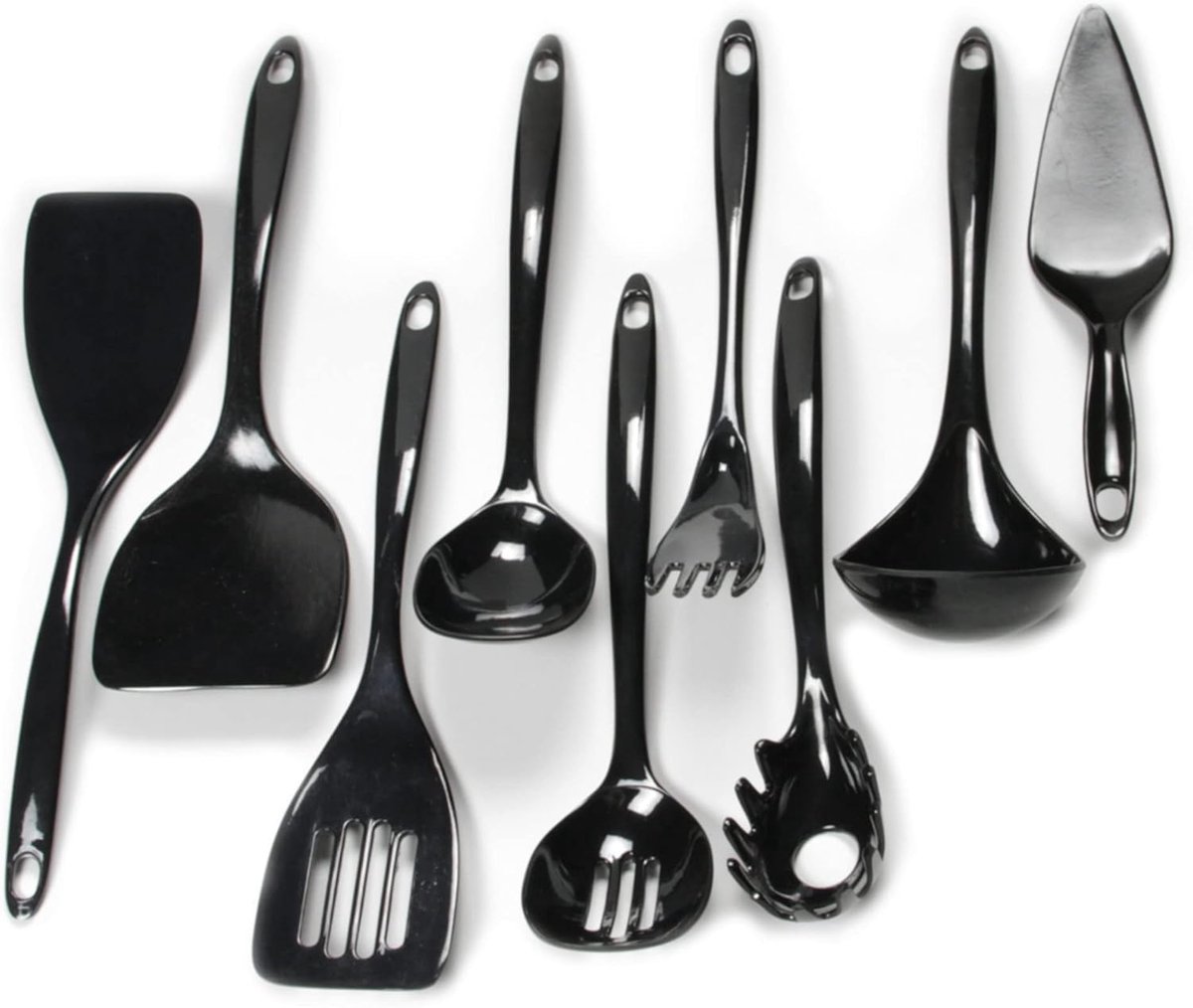 Keukengereedschap Set - Kookgerei Benodigdheden - Dagelijks Koken - Vaatwasserbestendig - 9 Delig - Zwart