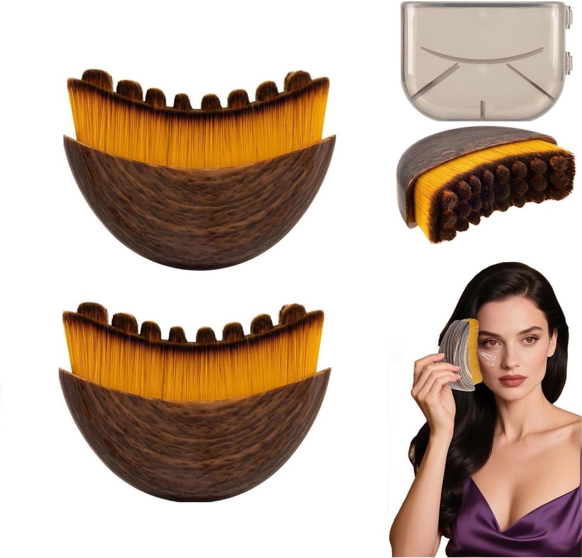 Gezichtsborstel - Lymfe massage - Gezichtscontouring - Ergonomisch ontwerp - 11.43 x 6.86 cm - Bruin