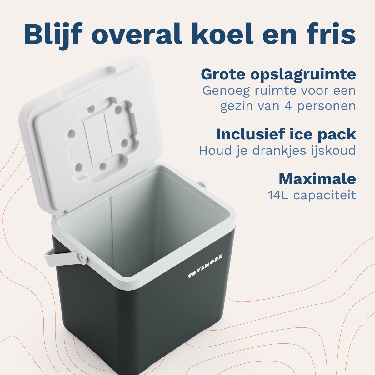 TRVLMORE Koelbox 14L - Frigobox - Inclusief Koelelement - Koelbox Klein - Antraciet – foto 3