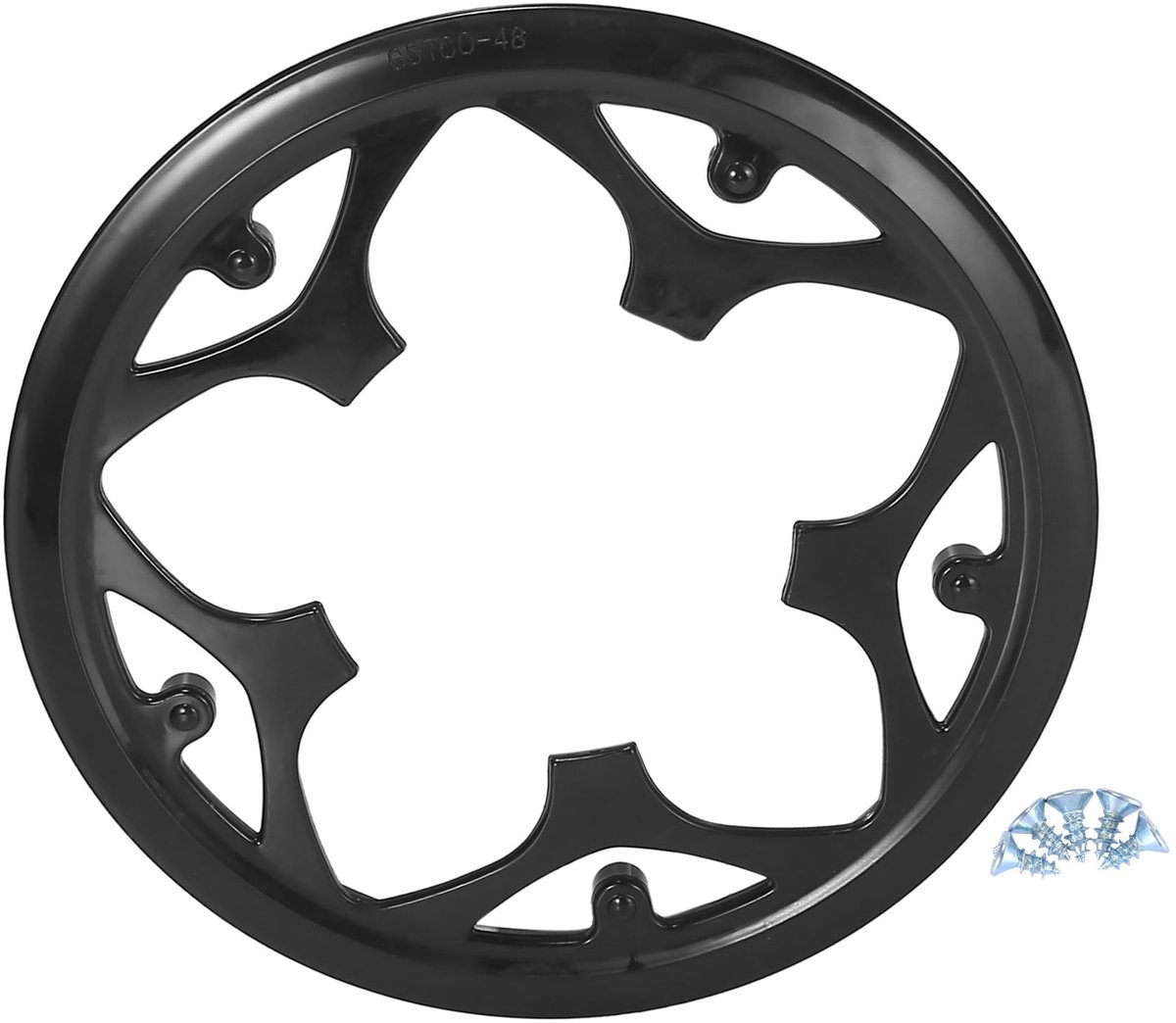 Allecto - Fietskettingtandwieldeksel - 48 tanden - Duurzaam materiaal - 9.5 cm - 5 gaten - Bescherming voor ketting - Geschikt voor fietsen - Zwart...