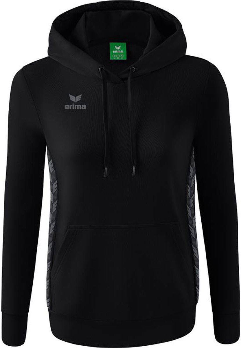 Erima Essential Team Sweatshirt Met Capuchon Dames - Zwart / Slate Grey | Maat: 40
