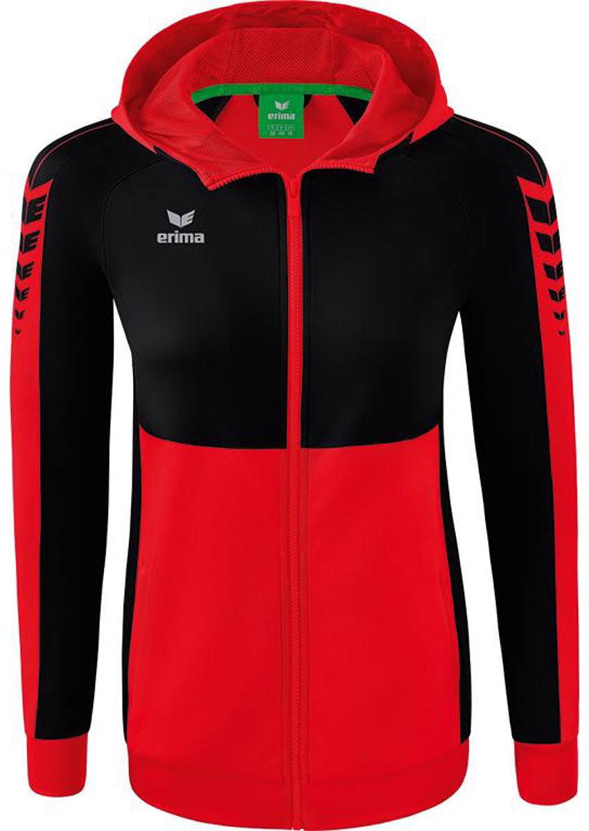 Erima Six Wings Trainingsjack Met Capuchon Dames - Rood / Zwart | Maat: 38