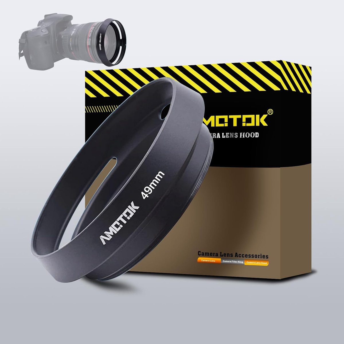 Camera Lens Hood - Objectief Kap - Bescherming Lens - Metalen Constructie - 49mm - Zwart