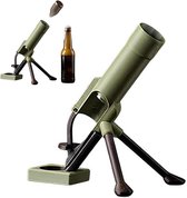 Creatieve Mortier Flesopener - 51mm Mortar Tube Design - Retro Leger Design - Grappig Cadeau voor Mannen - Bieropener met Dopwerper - Legergroen - Decoratief & Functioneel - Uniek Gadget voor Feestjes