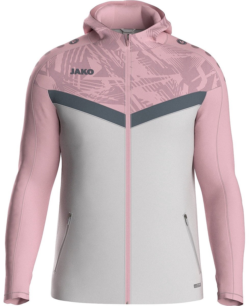 Jako Iconic Jas Met Kap Kinderen - Zachtgrijs / Roze / Antra Light | Maat: 164