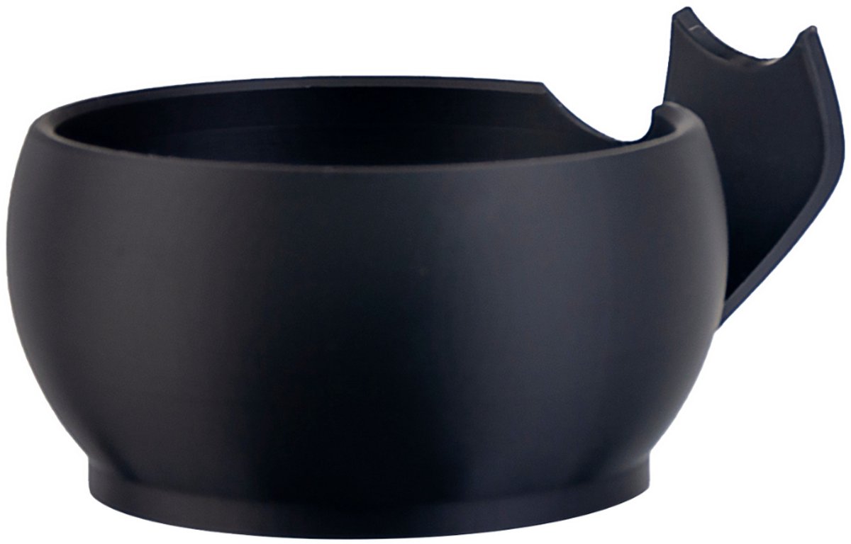 ARAMO® Essentials - Zwarte Kunstof Scheerkom en Opschuimbak met Borstelstandaard (110 x 75 mm)