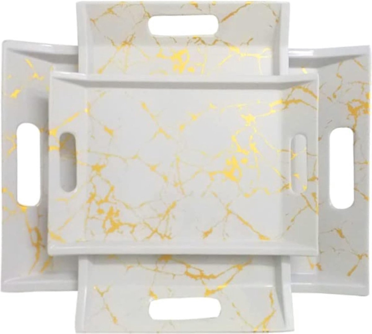 Serveerdienblad Set - Dienbladen Set - Serveren Maaltijden - Set van Drie - 39x26cm - Bedrukt