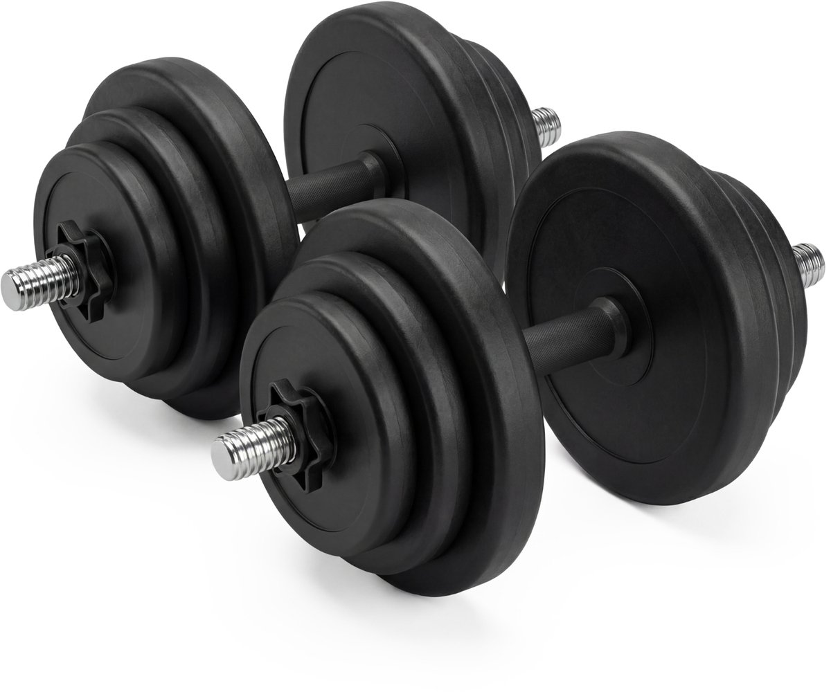 Bol.com VirtuFit Verstelbare Dumbbell Set 28 kg - Vinyl - 2 x 14 kg Dumbbells - Gewichten Set - Halterset - Dumbells - Voor Krac... aanbieding