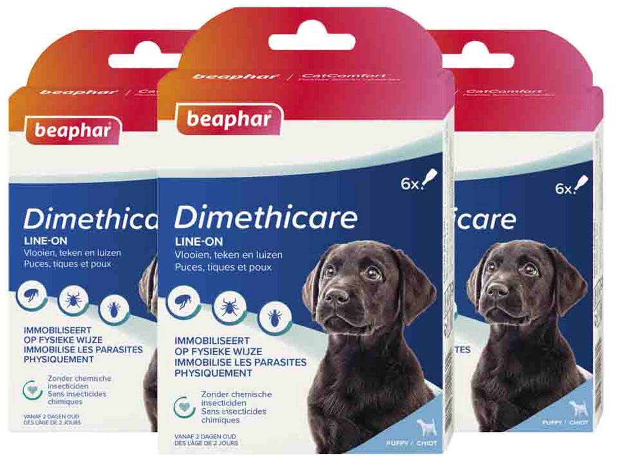 Beaphar DIMETHIcare Line-On Puppy - 3 x 6 stuks - Voordeelverpakking