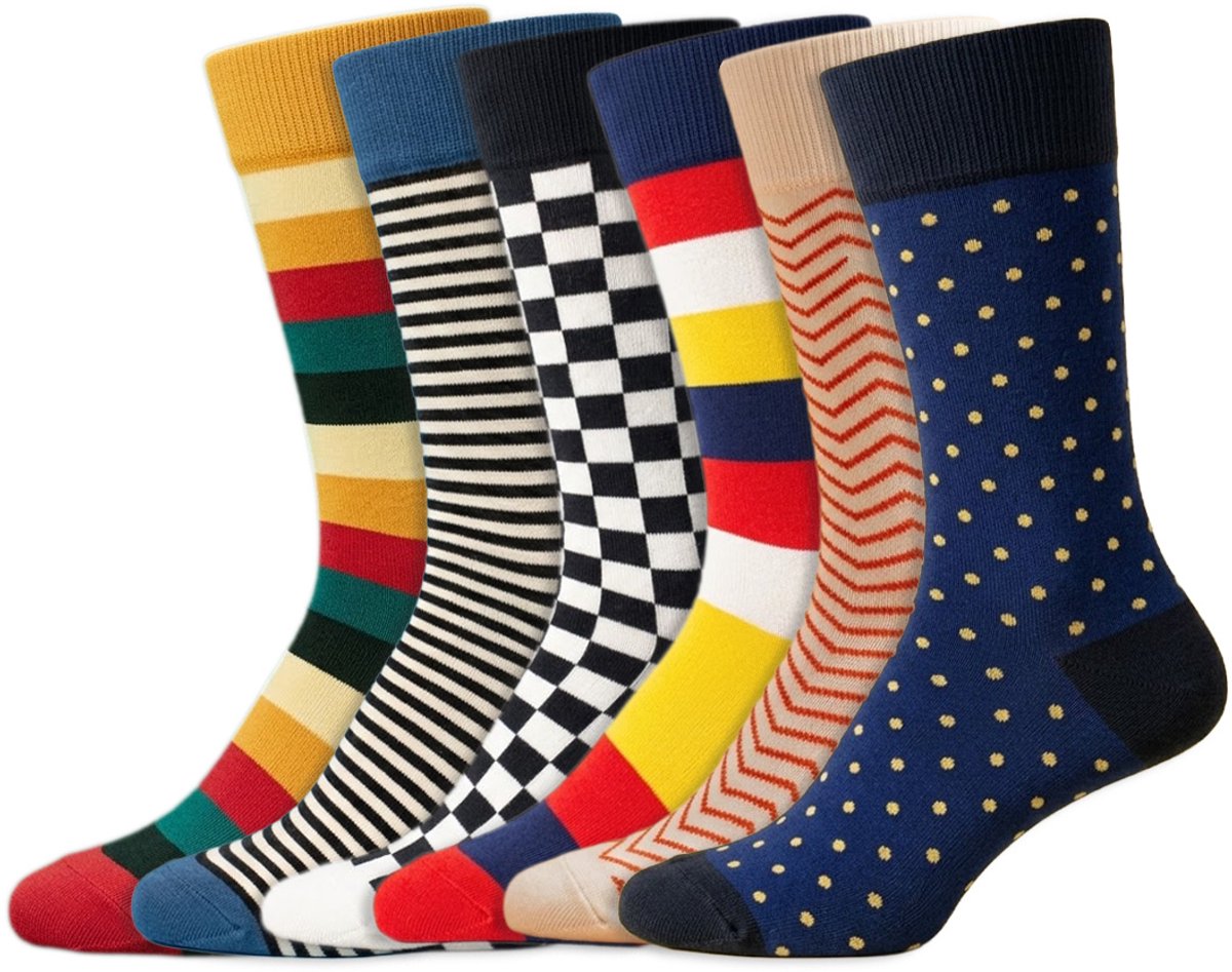 6 Paar – Dilly Socks – Basis pakket – Dames & Heren – Katoen – Diverse printjes