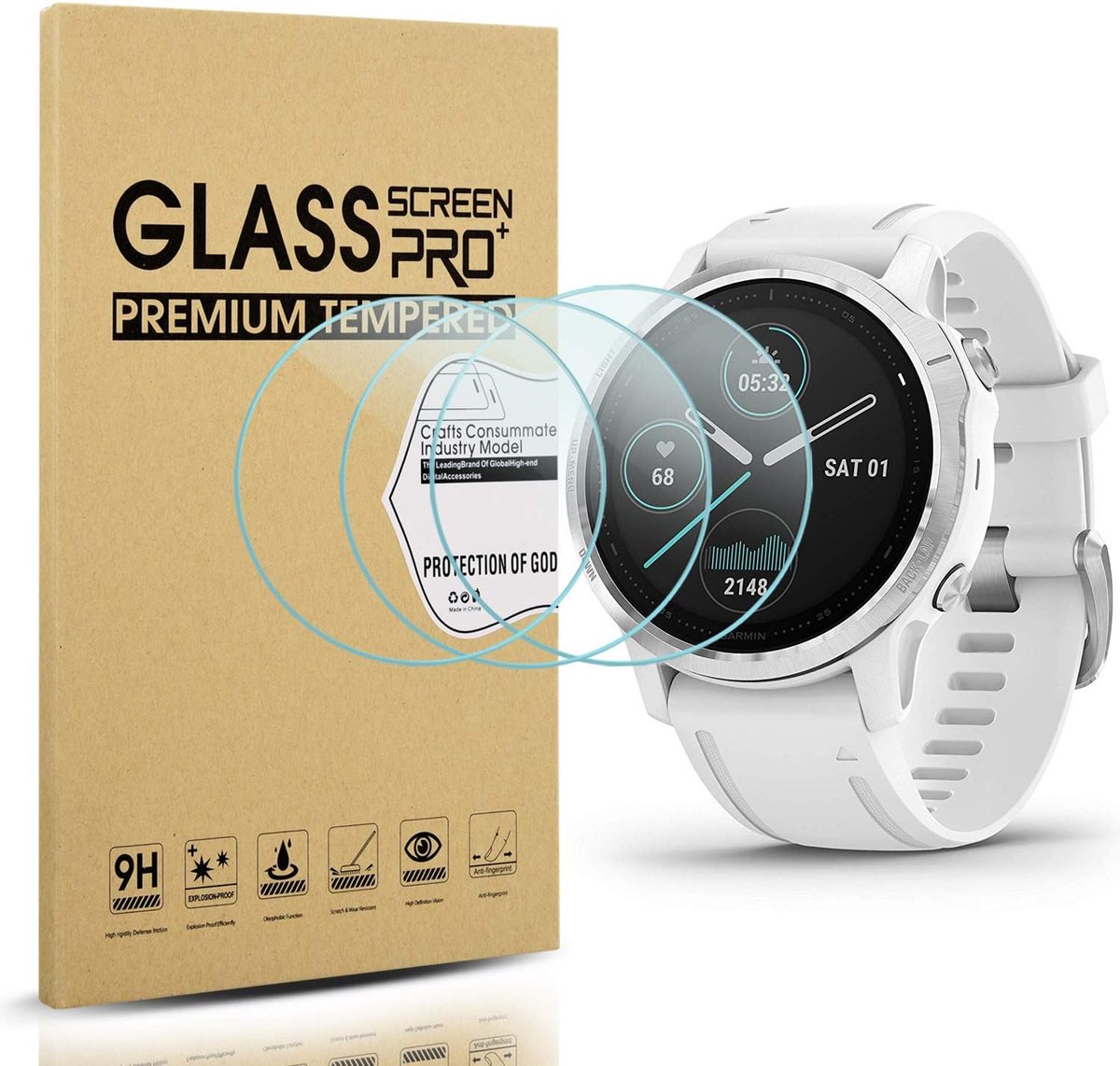 Gehard Glas Bescherming - Screenprotector Set - Smartwatch Scherm - 9H Krasbestendig - 3 Stuks