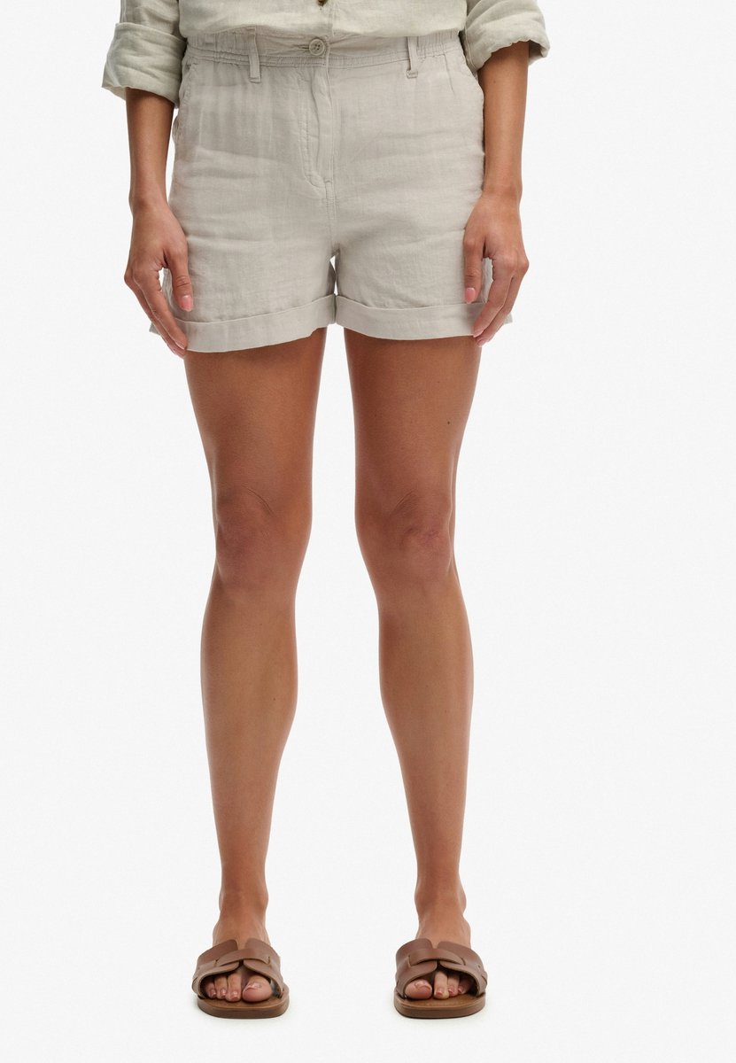 Superdry Linnen Shorts Met Middelhoge Taille Dames Korte broeken Beige
