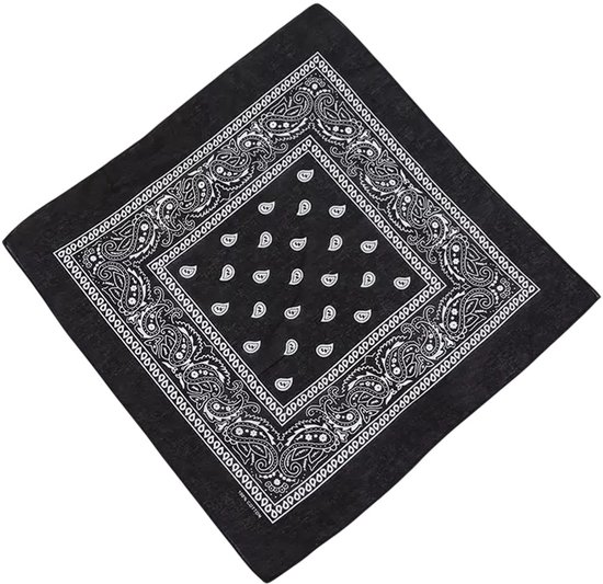 Loud and Clear® - Bandana - Boeren Zakdoek - Heren - Dames - Zwart - 54x54cm