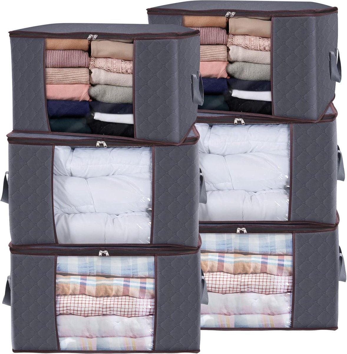 Opbergzakken Kleding - Opbergdozen Dekbed - Ruimte Besparen - Opvouwbaar Ontwerp - 90 Liter Capaciteit - Grijs