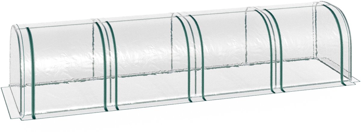 Killogood Tunnelkas, 4 ramen met ritssluiting, stalen frame, stevig zeil, transparant, 395 x 100 x 80cm