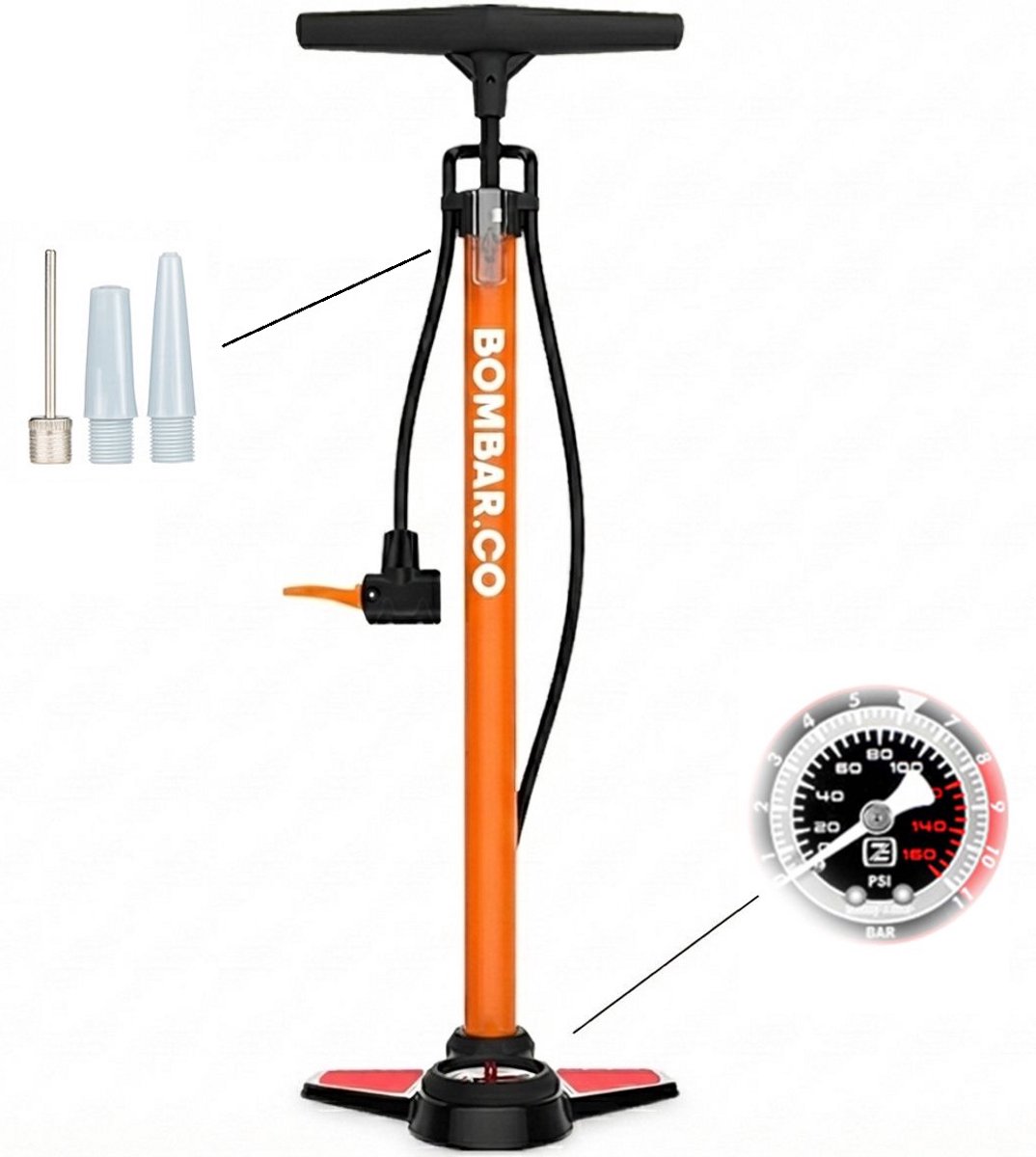 Ningbo Baichuan BOMBAR Fietspomp met Drukmeter 11 Bar / 160 PSI