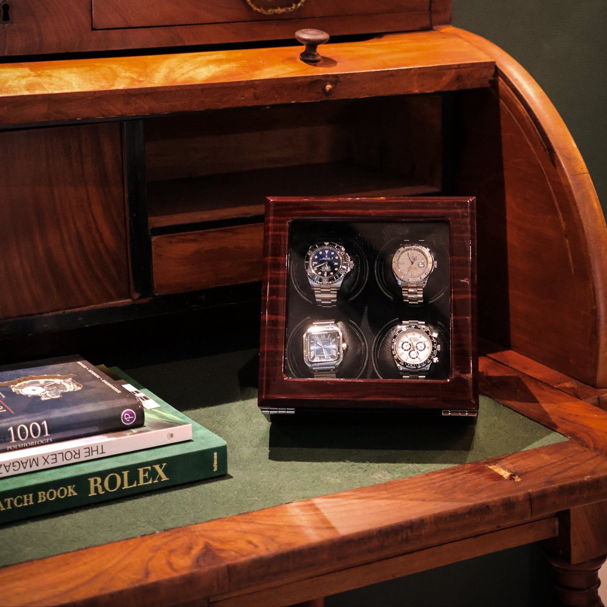 Leader Luxe Watchwinder voor 4 horloges - Horloge opwinder - horloge box - Ebony