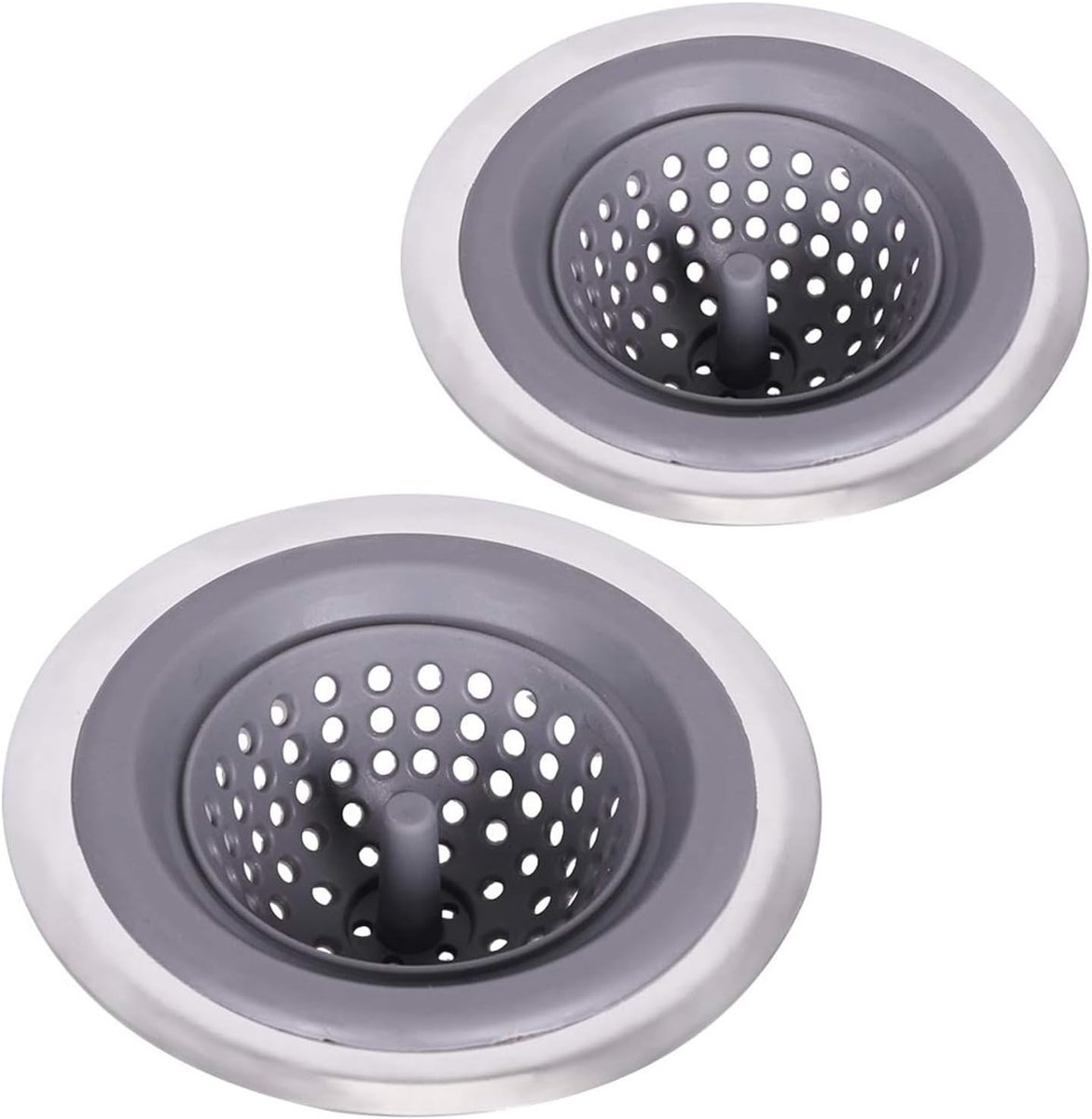 Gootsteenzeefje RVS & Siliconen - 2 Stuks - Ø 11.4 cm - Voorkomt Verstopping - Keuken & Badkamer