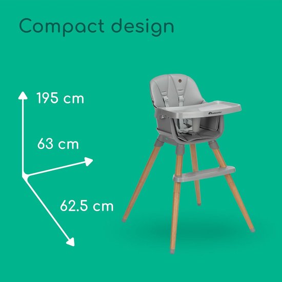 Kinderstoel - Groei Stoel - Aan Tafel Zitten - 4 Zitstanden - 9-60 kg - Grijs — afbeelding 4