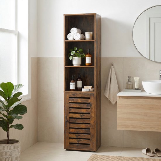 Monza Home® Badkamerkast Kolomkast Opbergkast - 167x39.5x30 cm - Vintage Bruin