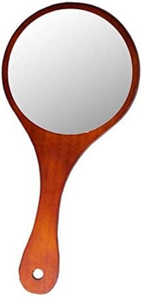 Cosmetische Spiegel - Handspiegel - Make-up Aanbrengen - Houten Frame - 27x13cm - Donkerbruin
