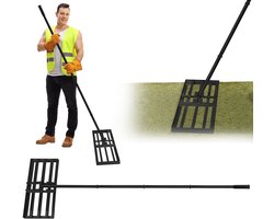 Grastrimmer Hark, Egaliseerhark, Gras leveler, Golf Grashark met Handvat voor het Egaliseren van Grasoppervlakken 50x25cm, Zwart
