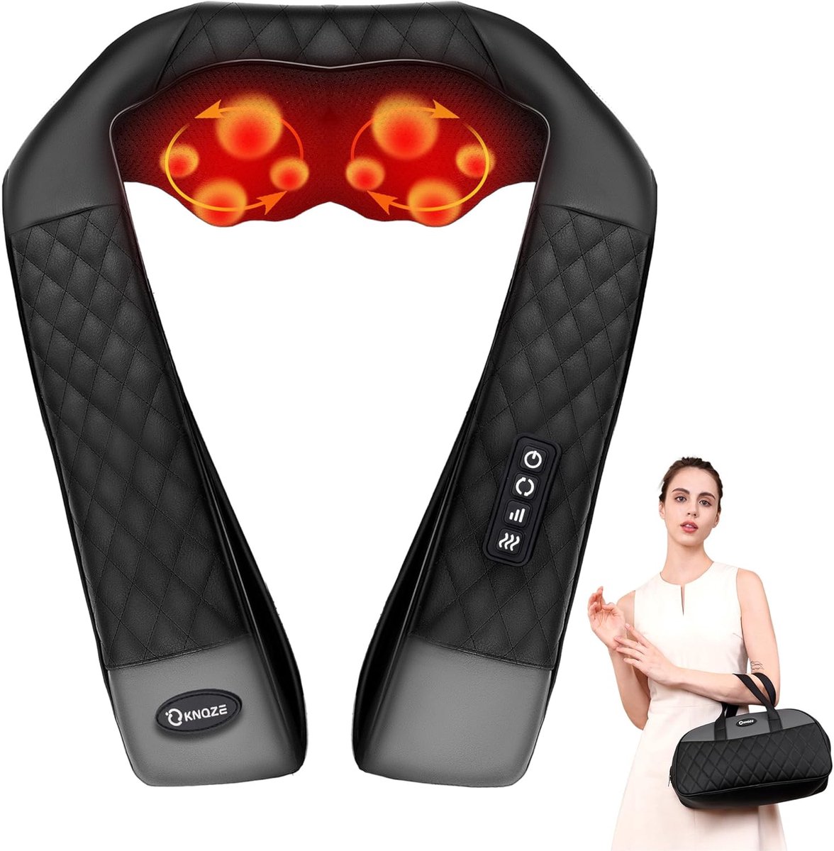 Massageapparaat Nek Rug - Shiatsu Apparaat Warmte - Spierpijn Verlichting - 4D Diepe Weefsel - 36x19x13 cm
