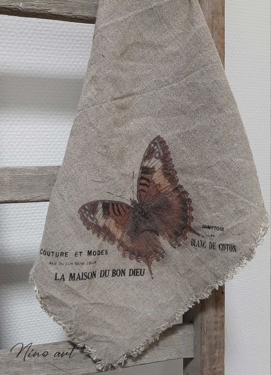 Landelijke shabby doek vlinder in kleur 50 x 50 cm/Shabby doek vlinder
