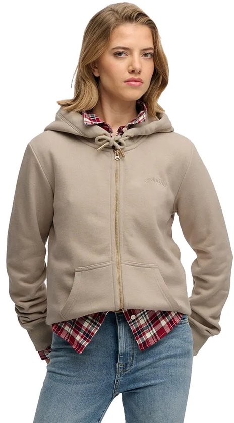 Superdry - Essential Logo halfgeborstelde hoodie met rits - Dames - Hoodies