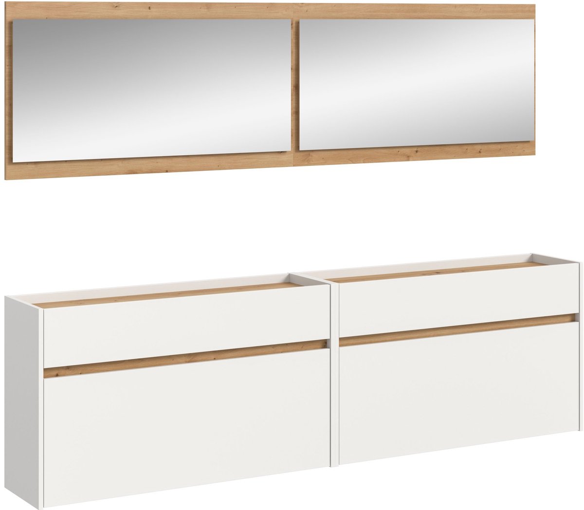 Garderobecombinatie met 2 Ladekasten en 2 Spiegels - Ruimte voor Orde en Stijl - 192x220x3