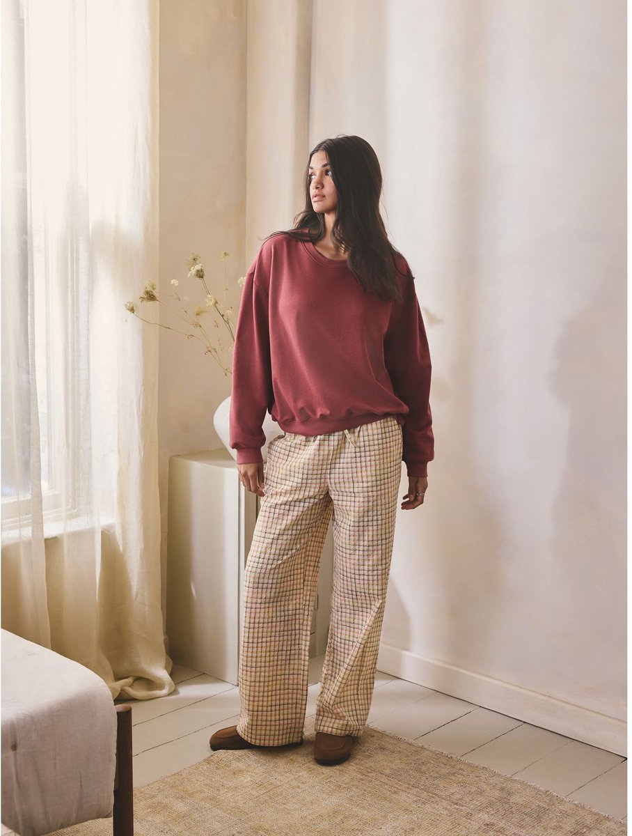 Next - Dames - Sweatshirt en pyjama met textuur - Rood